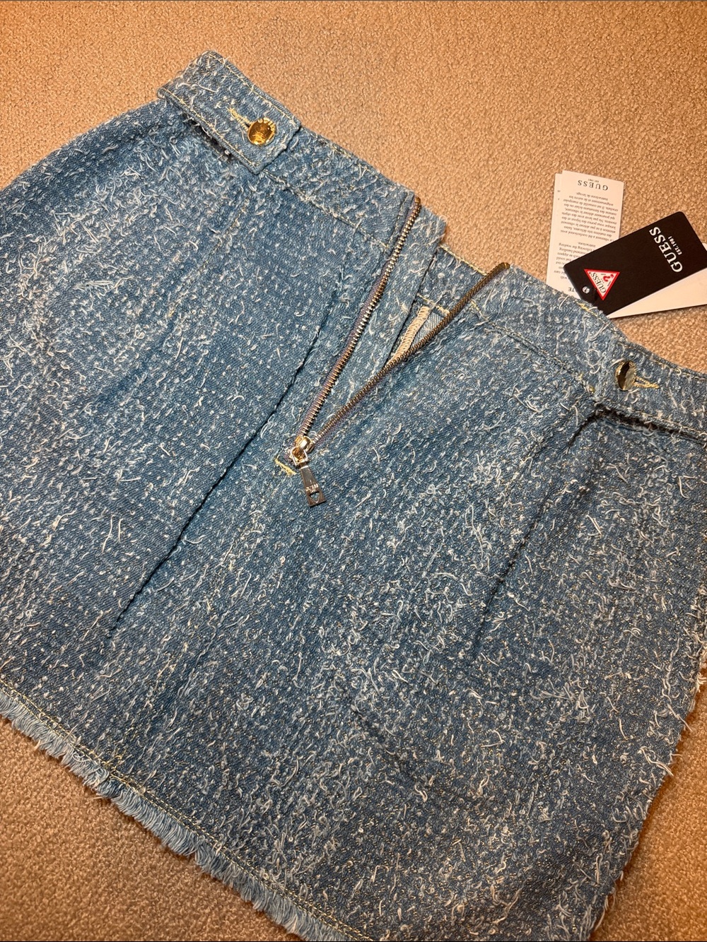 Guess Blue Textured Tweed Mini Skirt - Picture 4 of 4
